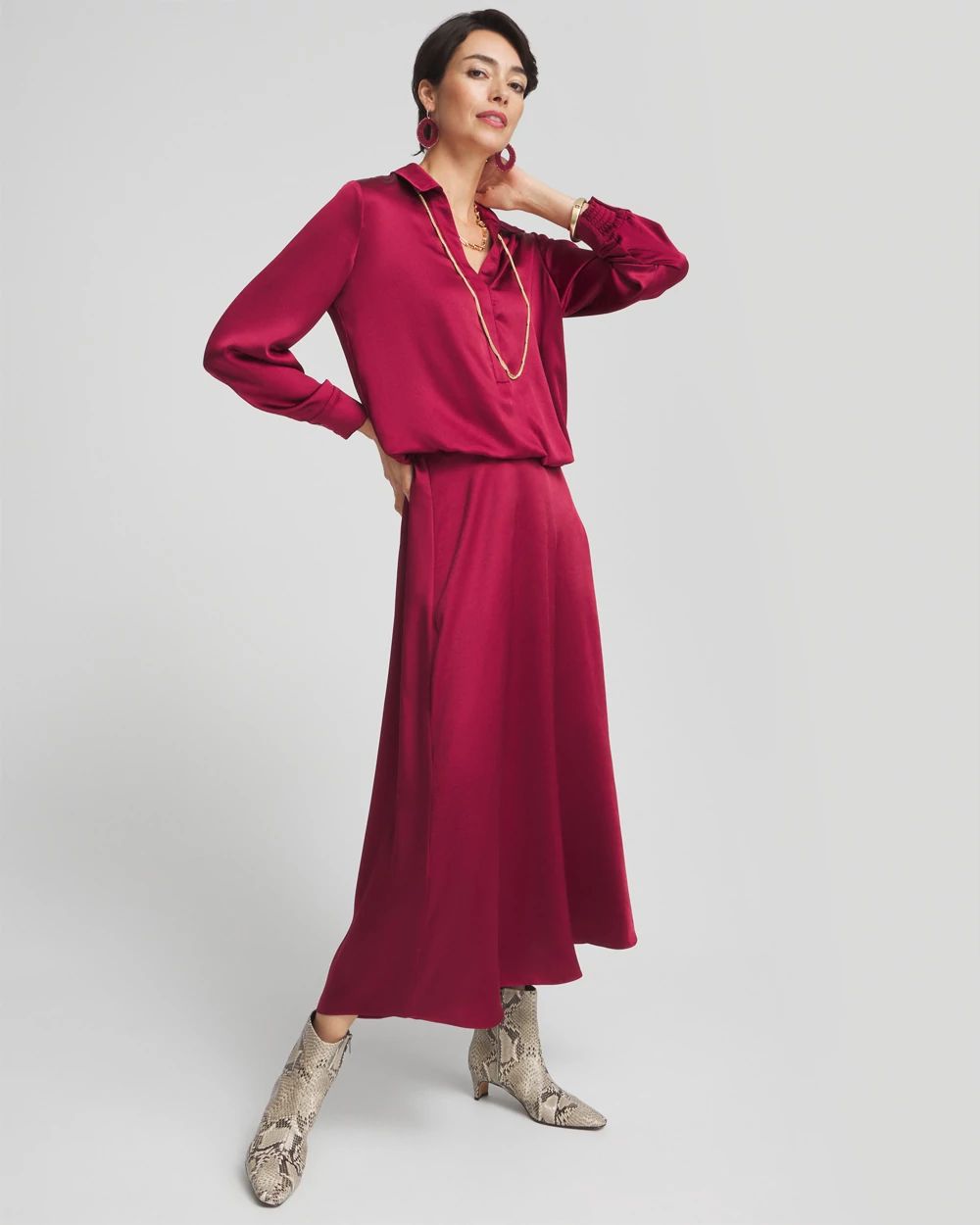 Satin Bubble Hem Shirt