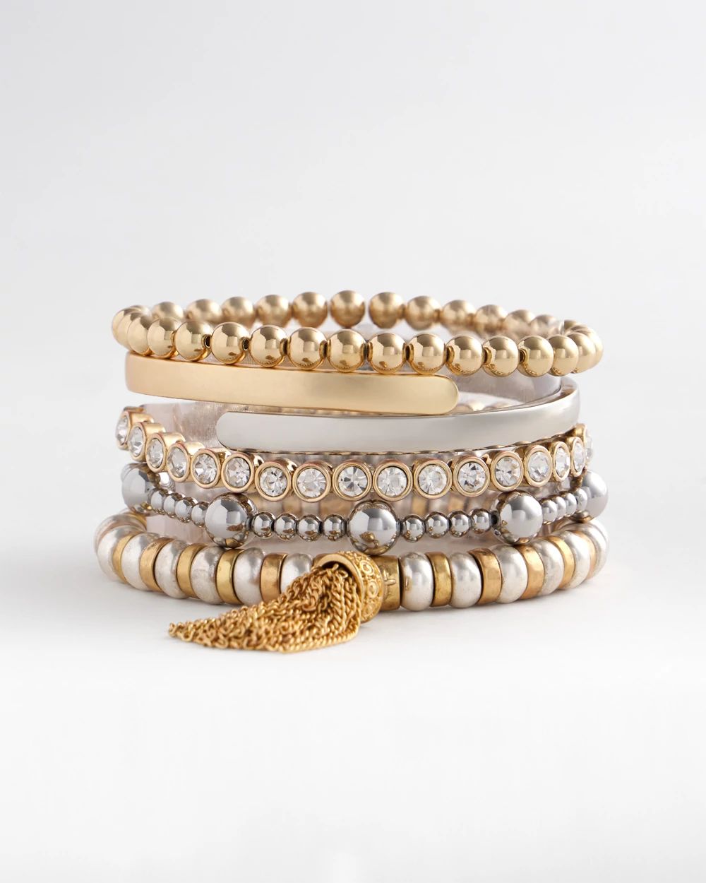 Mixed-Metals Bead Stretch Bracelet