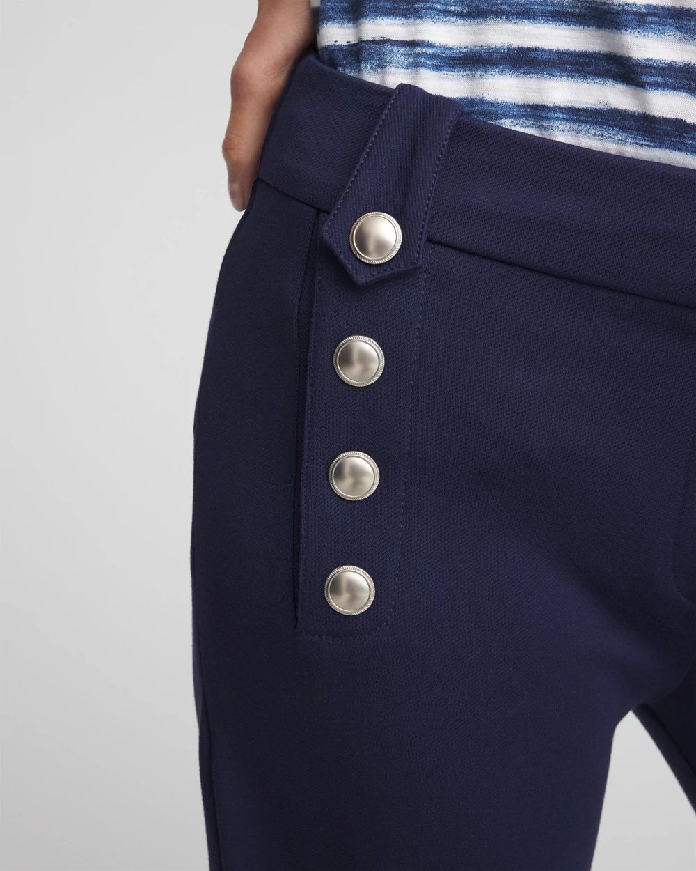 Button Knit Twill Cropped Pants