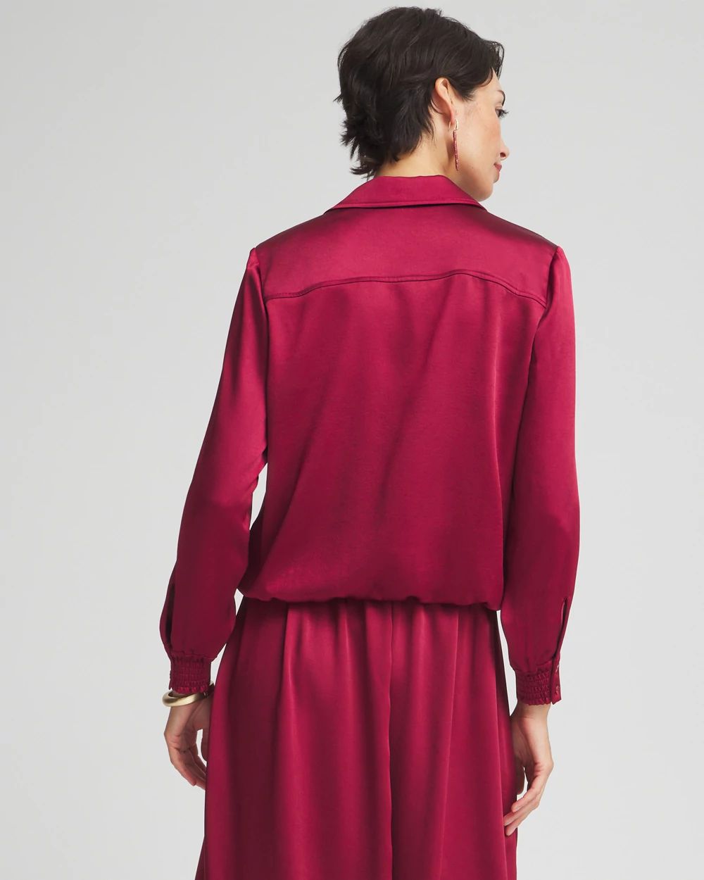Satin Bubble Hem Shirt