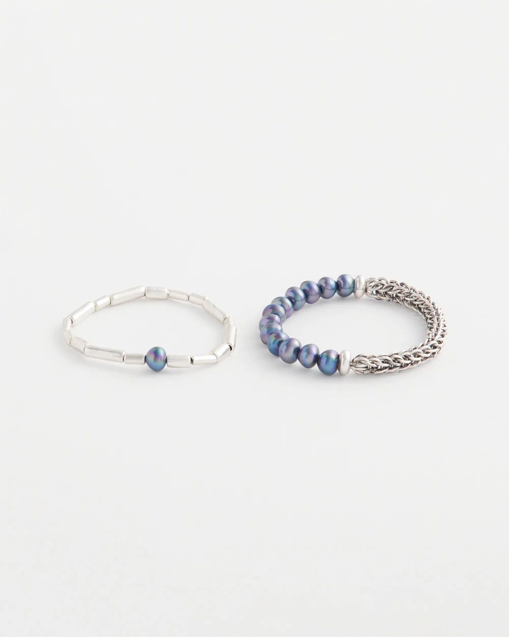 Set of Two Silver Stretch Bracelets