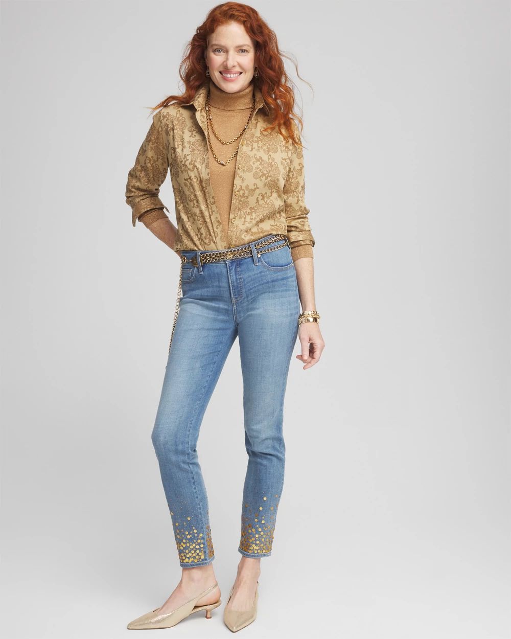 No Iron™ Gold Jacquard Shirt