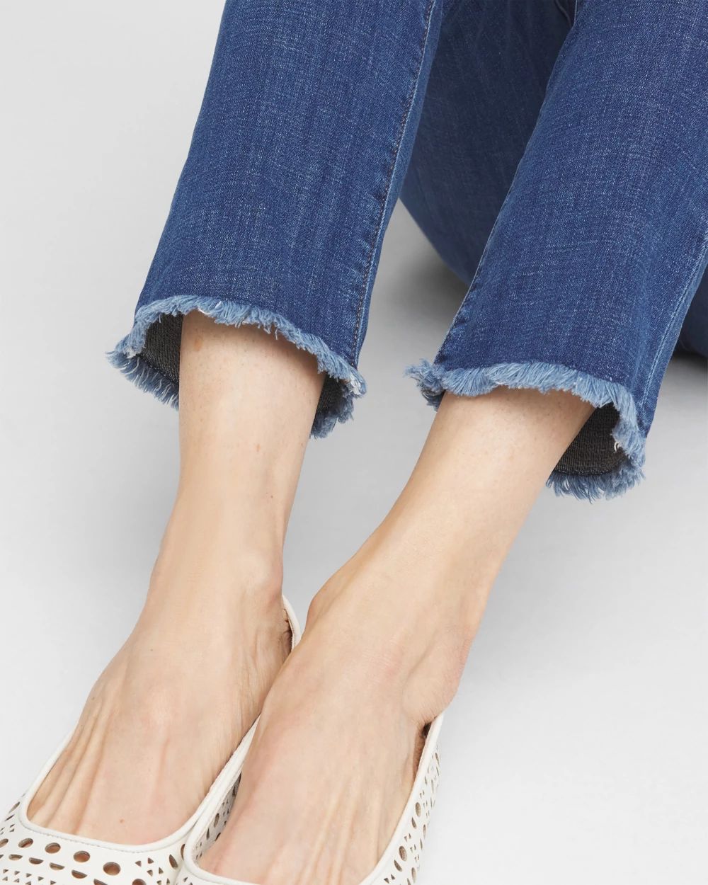 Girlfriend Fray Hem Ankle Jeans