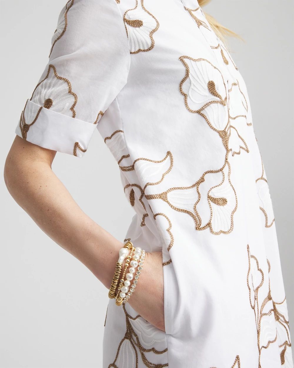 Floral Embroidered Popover Dress