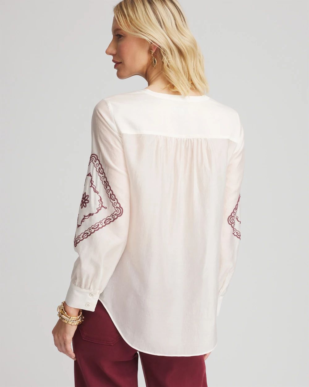 Tencel-Blend Embroidered Blouse