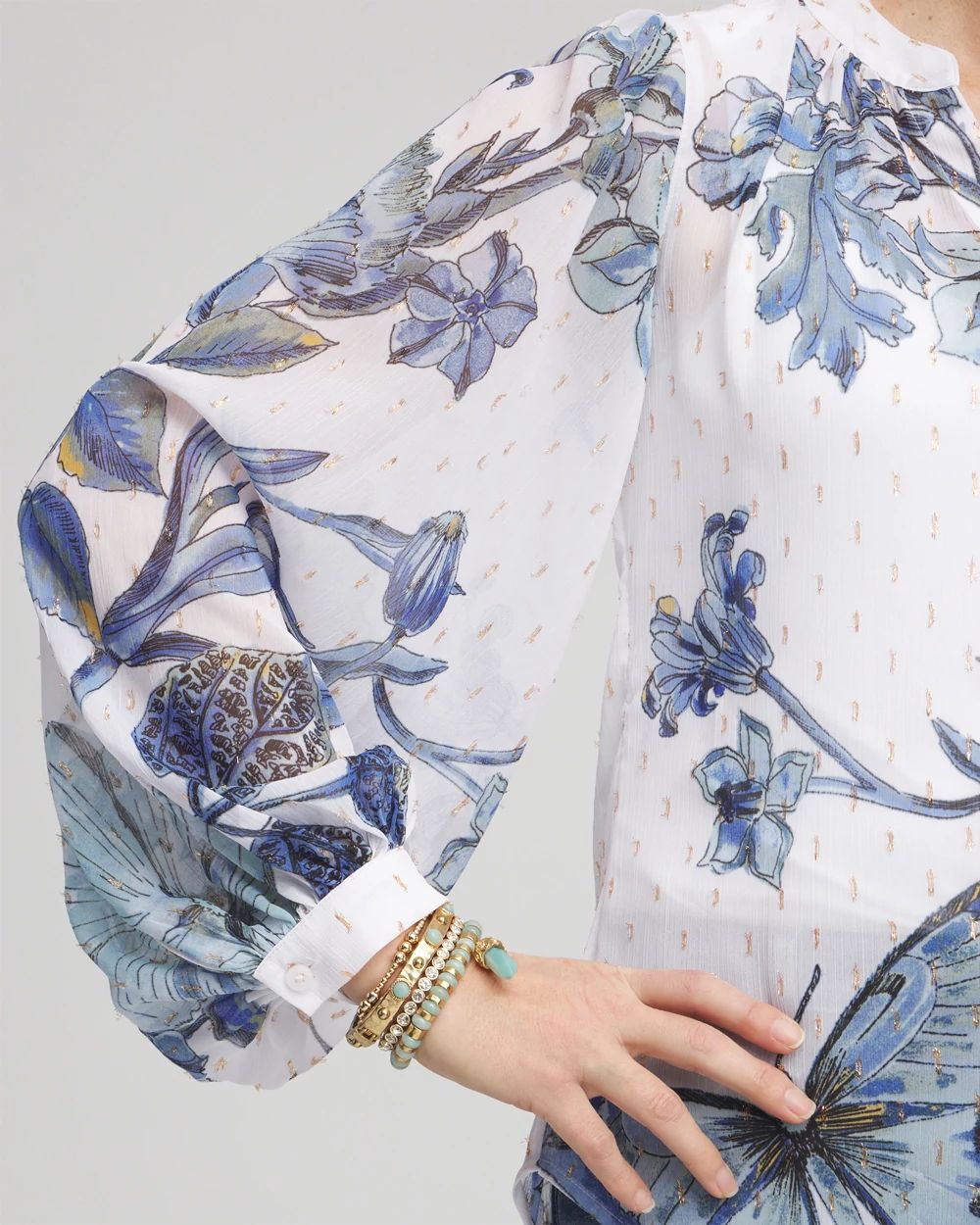 Butterfly Chiffon Split Neck Blouse