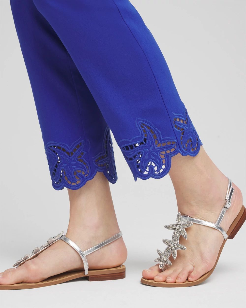 Petite Brigitte™ Cutwork-Hem Cropped Pants