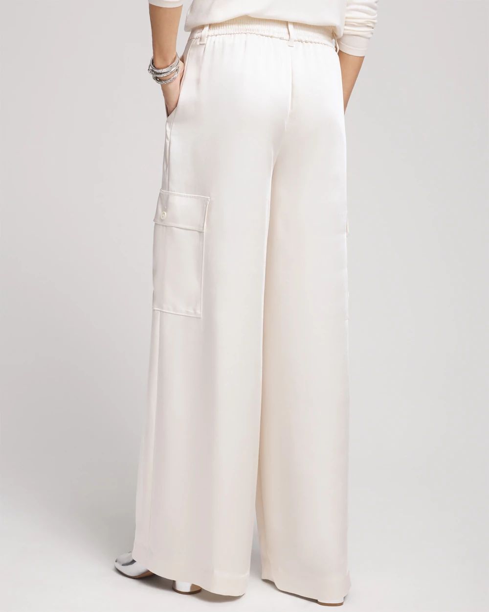 Satin Wide Leg Cargo Pants