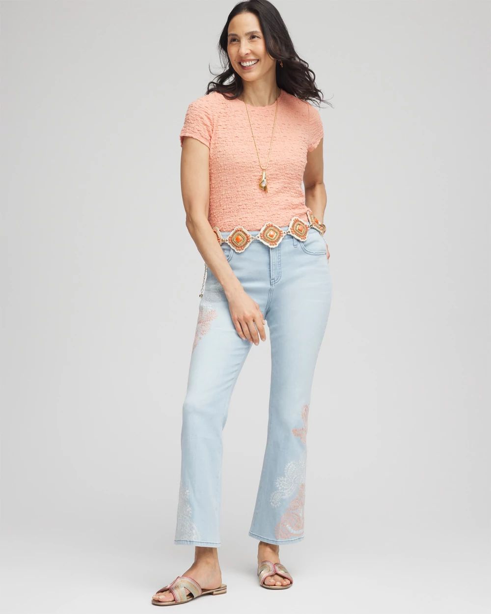 Textured Cap Sleeve Tee