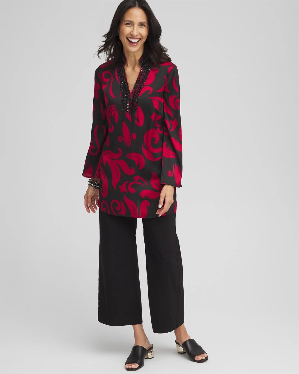 Embellished Neck Kurta Top