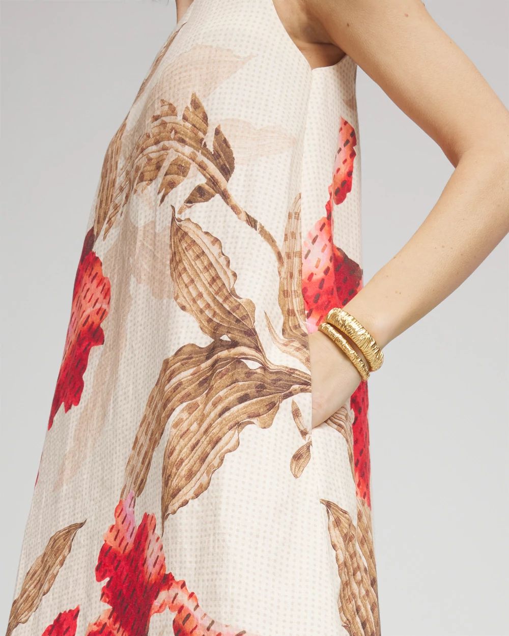 Floral Tank Linen Maxi Dress